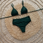 Biquíni Cortininha Franzido com Calcinha Hot Pants - Verde