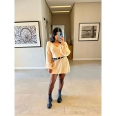 Mini Veste De Tricot Fio Mousse - Palha