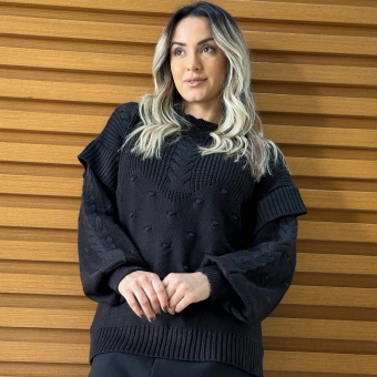 Blusa Tricot Babado nas Mangas
