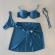 Kit 3 Pçs Biquíni Feminino + Pareô Alças Removíveis Pérolas - Azul