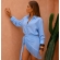 Conj Saída De Praia Chemise Manga Longa E Saia Franja Resort - Azul Bebê