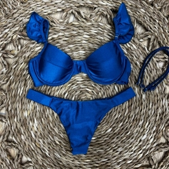 Biquíni De Babado Meia Taça Com Aro Semi Fio