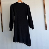 Vestido Tricot Mousse Feminino com Renda – Manga Longa - Preto