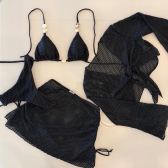 Kit 04 Peças Biquini De Renda Calcinha Asa Delta E Fio Duplo - Preto