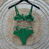 Biquíni de Cintura Alta e Amarração Fashion - Verde