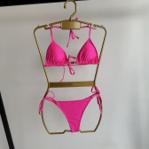 Kit 3 Itens Conj Biquíni Cortininha com Saída de Praia Tule - Rosa