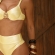 Trio De Biquíni Cintura Alta Saia E Top Com Detalhe Dourado - Amarelo Manteiga