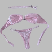 Biquíni Top Com Detalhe Em U Calcinha Ajustável E Semi Fio - Rosa Bebê