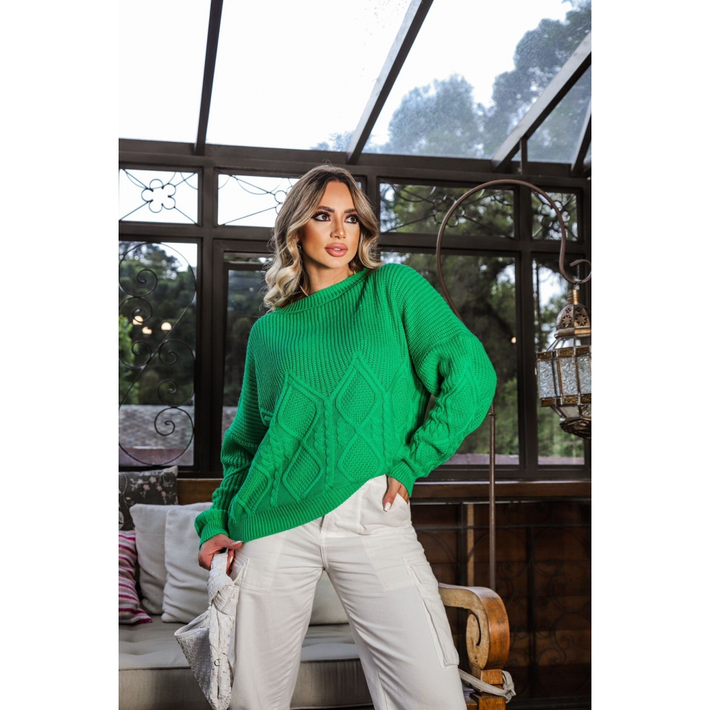 Blusa De Tricot Losango - Verde