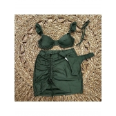 Kit 03 Peças Biquíni De Babado + (Saia Saída de Praia Tam Único) - Verde Militar