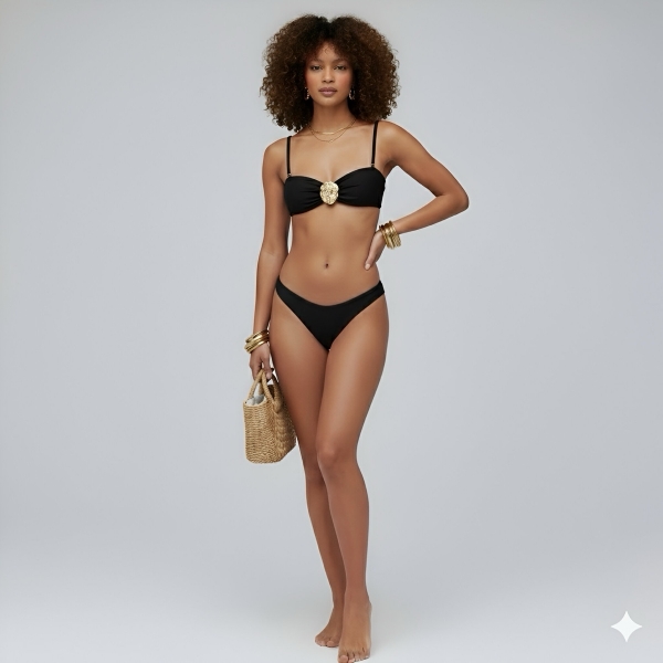 Kit Biquíni E Saída De Praia Vestido De Tule - Preto
