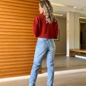 Máxi Cropped De Tricot Linha - Telha