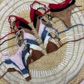 Biquíni Cortininha Com Tranças Nas Alças E Calcinha Semi Fio - Preto