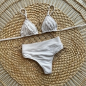 Novo Biquíni Macramê Texturizado Cintura Alta - Branco