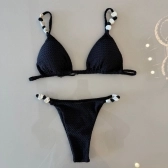 Kit Biquíni Calças + Top Cortininha E Calcinha Empina Bumbum - Preto