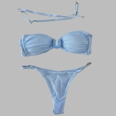 Biquíni Top Com Detalhe Em U Calcinha Ajustável E Semi Fio - Azul Bebê