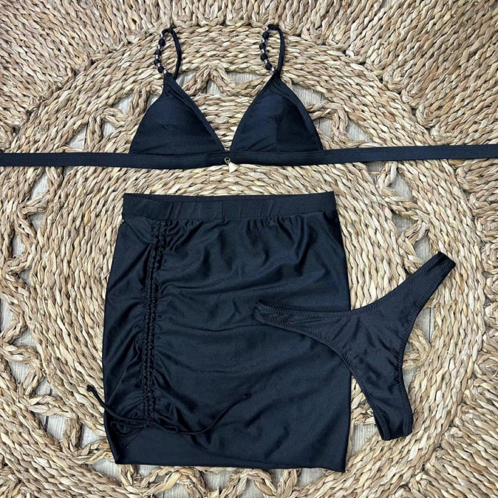 Triquini Top Hemilly Biquíni e Saia Ref:XX253 - Preto