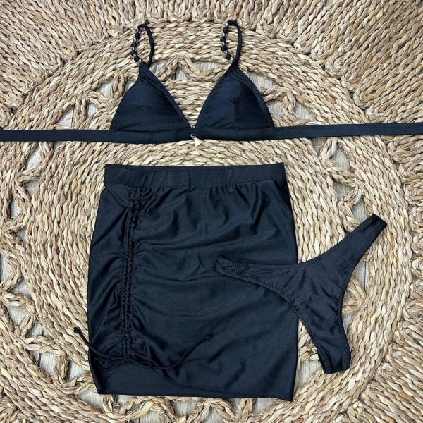 Triquini Top Hemilly Biquíni e Saia Ref:XX253 - Preto