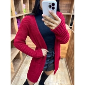 Cardigan De Tricot Mousse - Vermelho