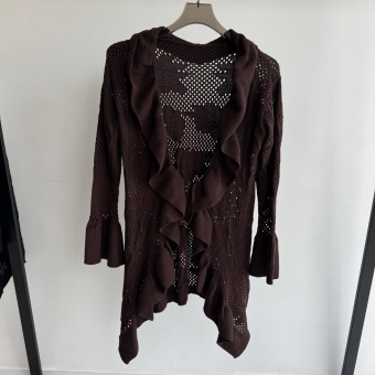 Casaco Feminino Tricot com Babados e Punho Flare