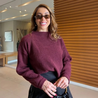 Blusa Cropped Mousse Feminina Elly Modas Manga Longa Inverno