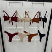 Kit Biquíni E Saída De Praia Vestido de Tule - Marrom