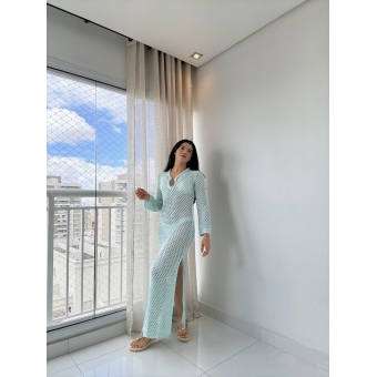 Vestido Saída De Praia Longo De Tricô - Tamanho Único
