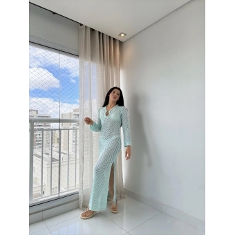 Vestido Saída De Praia Longo De Tricô - Tamanho Único
