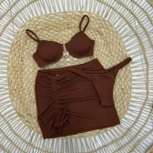 Kit Biquíni Meia Taça Bojo Estruturado E Detalhe Central - Marrom