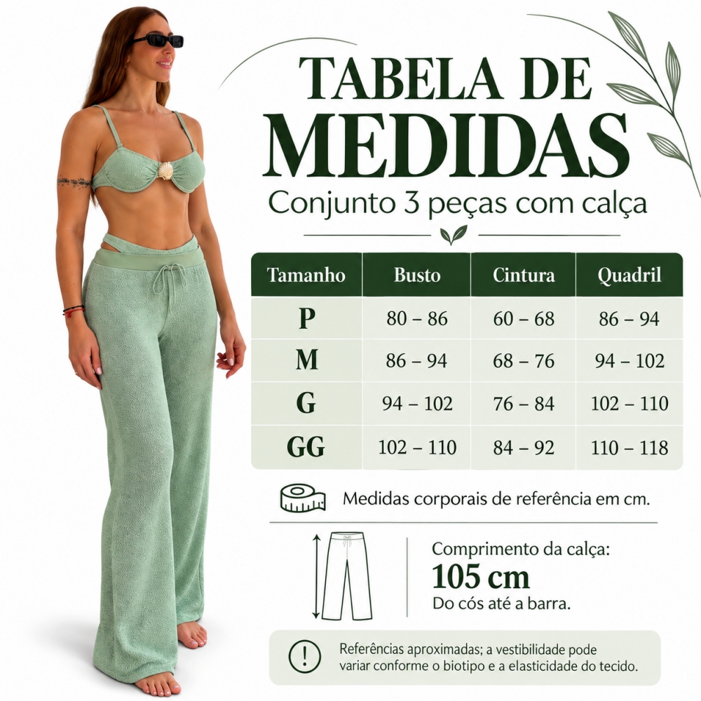 Kit Biquini Com Calça Meia Taça Concha No Top Asa Delta - Off