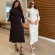 Vestido Midi Com Detalhe Corpete Assimétrico E Fendas - Areia