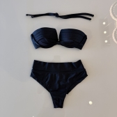 Biquini Cintura Alta Top 2 Em 1 Bojo Estruturado - Preto