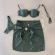 Kit 3 Pçs Biquíni Feminino + Pareô Alças Removíveis Pérolas - Verde Militar