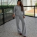 Conjunto Tricot Mousse Blusa Gola Polo Botões e Calça - Cinza