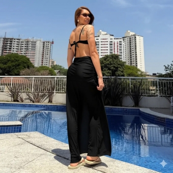 Kit 3 Pçs Biquini Meia Taça Calcinha Asa Delta + Saia Sereia