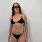 Conjunto Triquíni Cortininha Com Calça Pantalona 3 Peças - Preto
