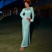 Vestido Saída De Praia Longo De Tricô - Tamanho Único - Verde-claro