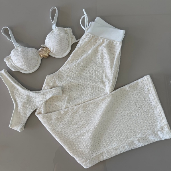 Kit Biquini Com Calça Meia Taça Concha No Top Asa Delta - Off