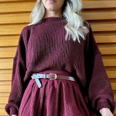 Máxi Cropped De Tricot Linha - Vinho