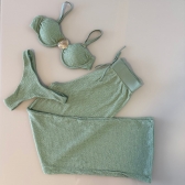 Kit Biquini Com Calça Meia Taça Concha No Top Asa Delta - Verde
