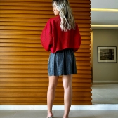 Máxi Cropped De Tricot Linha - Vermelho