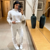 Conjunto De Tricot Mousse Feminino Com Blusa E Calça - Mescla