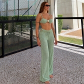 Kit Biquini Com Calça Meia Taça Concha No Top Asa Delta - Verde