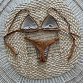 Biquíni Top Fixo e Calcinha Fita Lateral - Caramelo