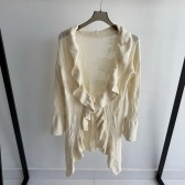 Casaco Feminino Tricot com Babados e Punho Flare - Off