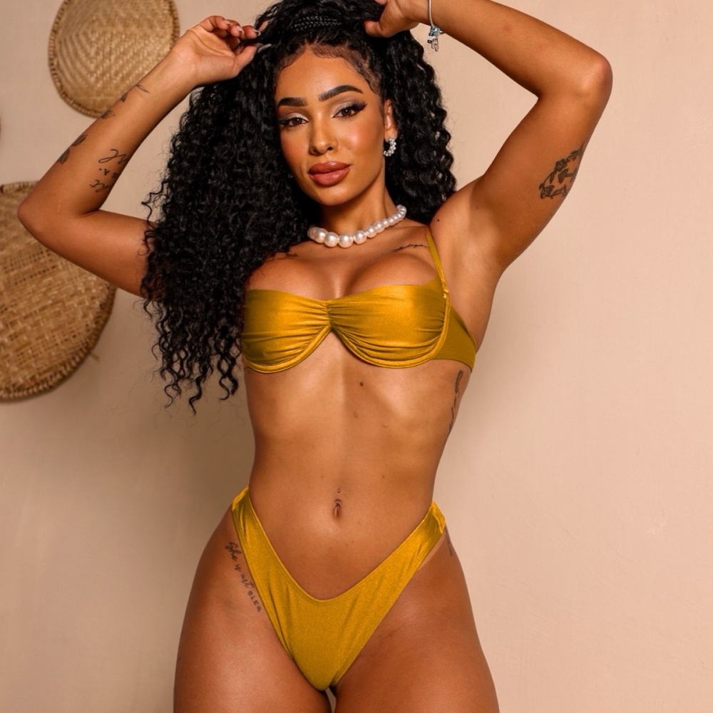 Biquíni Tomara-Que-Caia Calcinha Asa Delta - Dourado