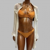 Conjunto Saída De Praia Viscolinho - Chemise e Short - Bege Claro