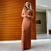 Vestido Longo Sem Mangas Tricot Modal - Terracota