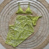 Kit Trio De Biquíni E Saia Estampa Tropical - Verde