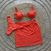 Kit Biquíni Estrela 3 Peças Com Saia - Laranja